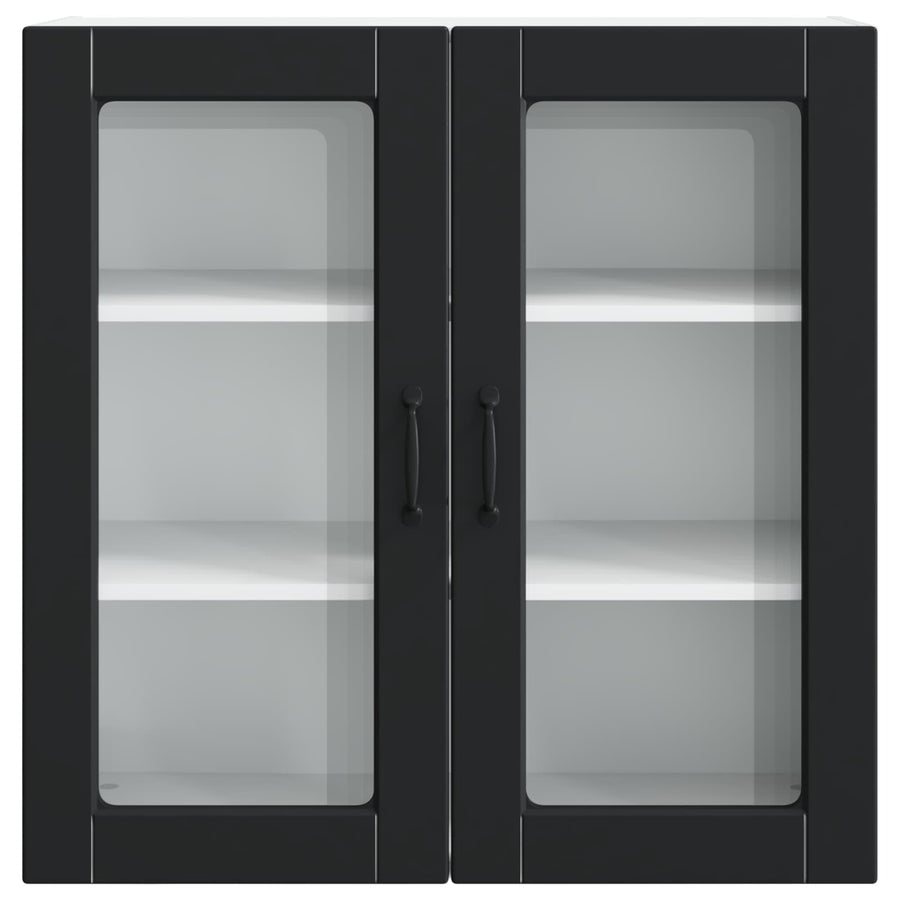 Wall Glass Cabinet PORTO Black 80 x 31 x 80 cm Engineered Wood