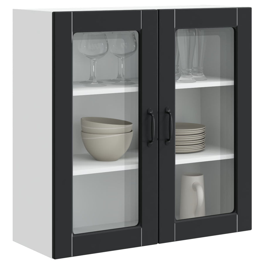 Wall Glass Cabinet PORTO Black 80 x 31 x 80 cm Engineered Wood