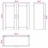 Wall Glass Cabinet PORTO Black 80 x 31 x 80 cm Engineered Wood
