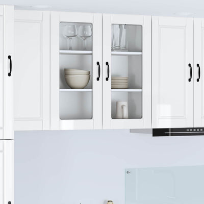 Wall Glass Cabinet PORTO High Gloss White 80 x 31 x 80 cm