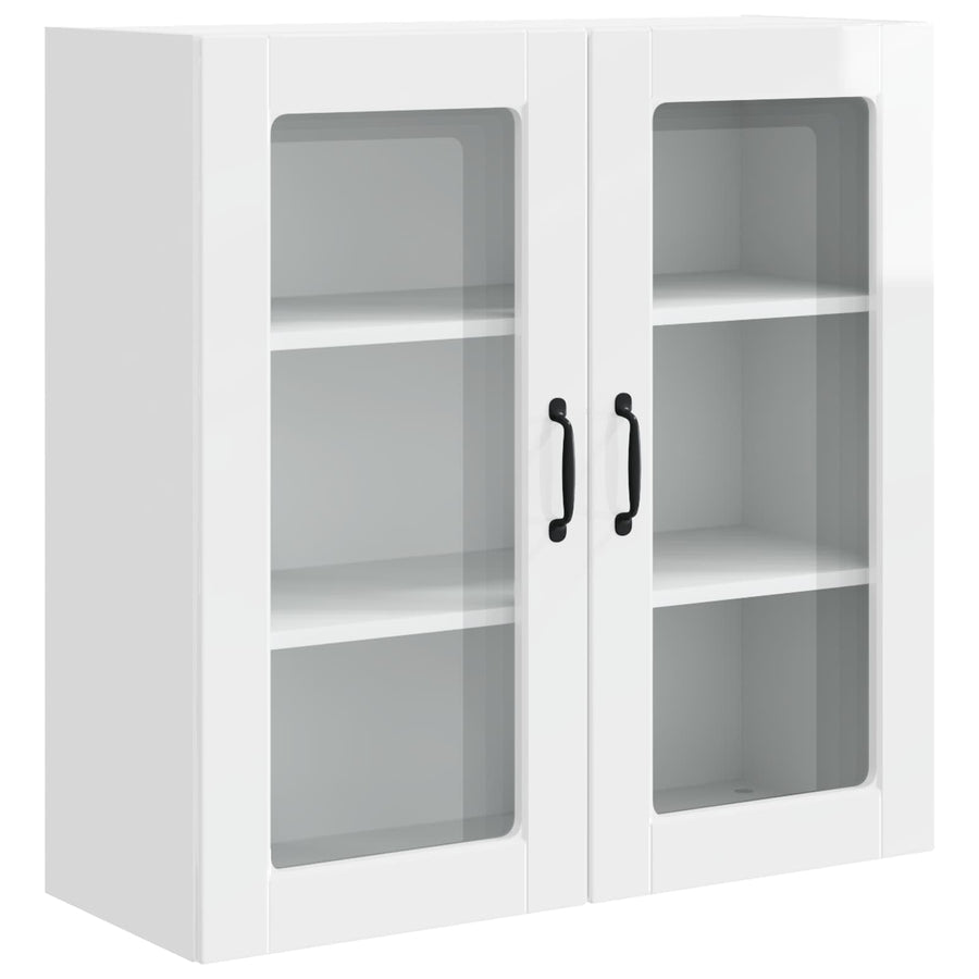 Wall Glass Cabinet PORTO High Gloss White 80 x 31 x 80 cm