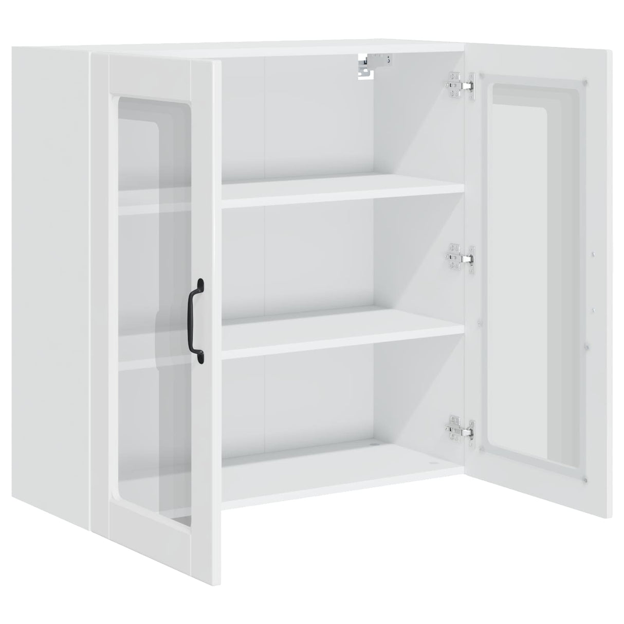 Wall Glass Cabinet PORTO High Gloss White 80 x 31 x 80 cm