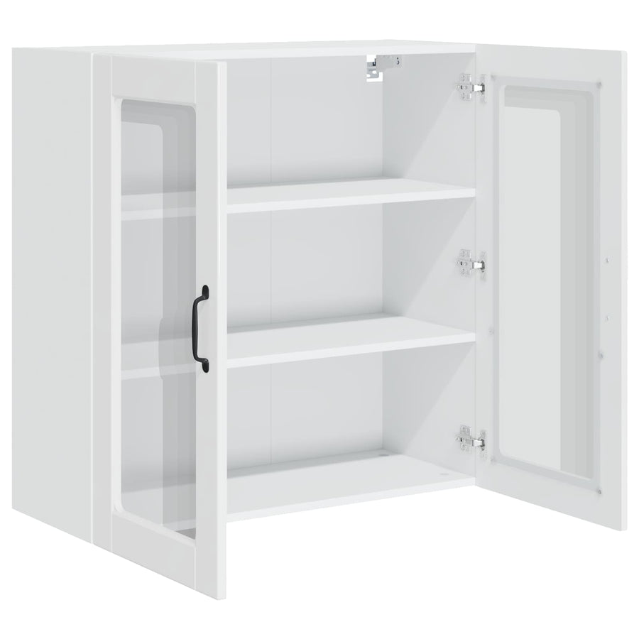 Wall Glass Cabinet PORTO High Gloss White 80 x 31 x 80 cm