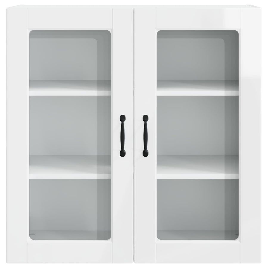 Wall Glass Cabinet PORTO High Gloss White 80 x 31 x 80 cm