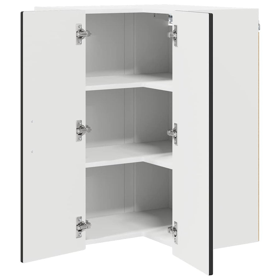 Wall Corner Cabinet PORTO Black 57 x 57 x 80 cm Engineered Wood