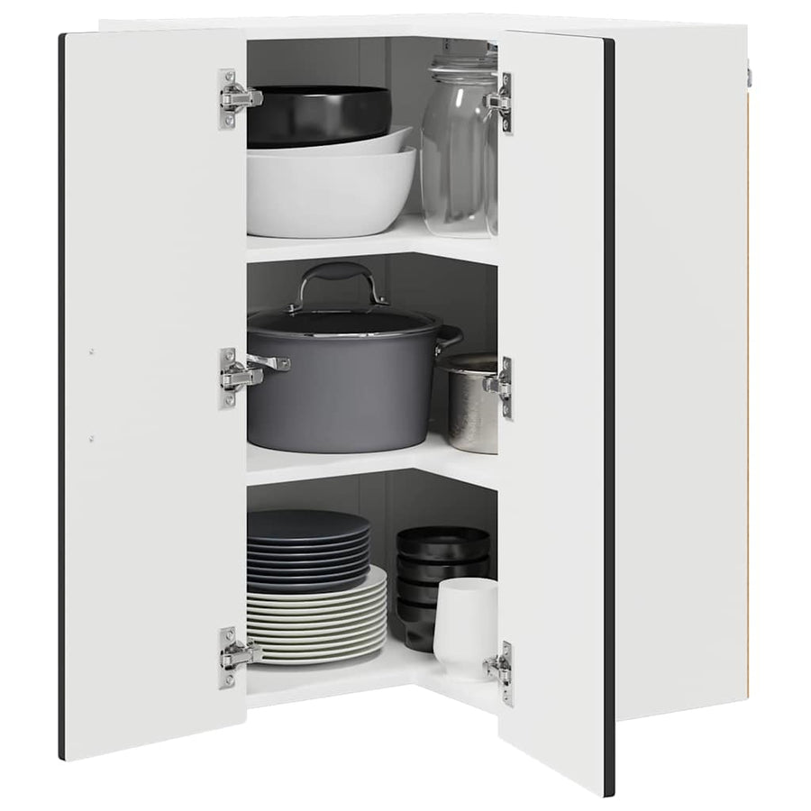 Wall Corner Cabinet PORTO Black 57 x 57 x 80 cm Engineered Wood