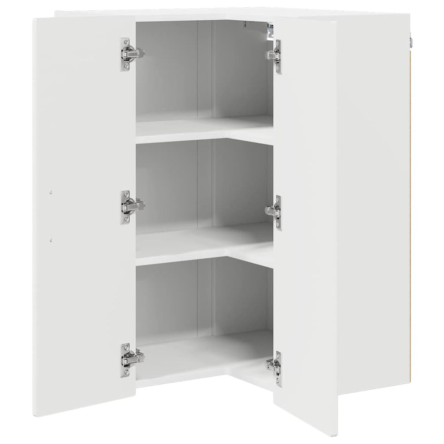 Wall Corner Cabinet PORTO High Gloss White 57 x 57 x 80 cm