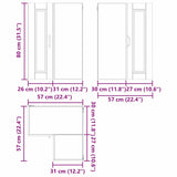 Wall Corner Cabinet PORTO High Gloss White 57 x 57 x 80 cm