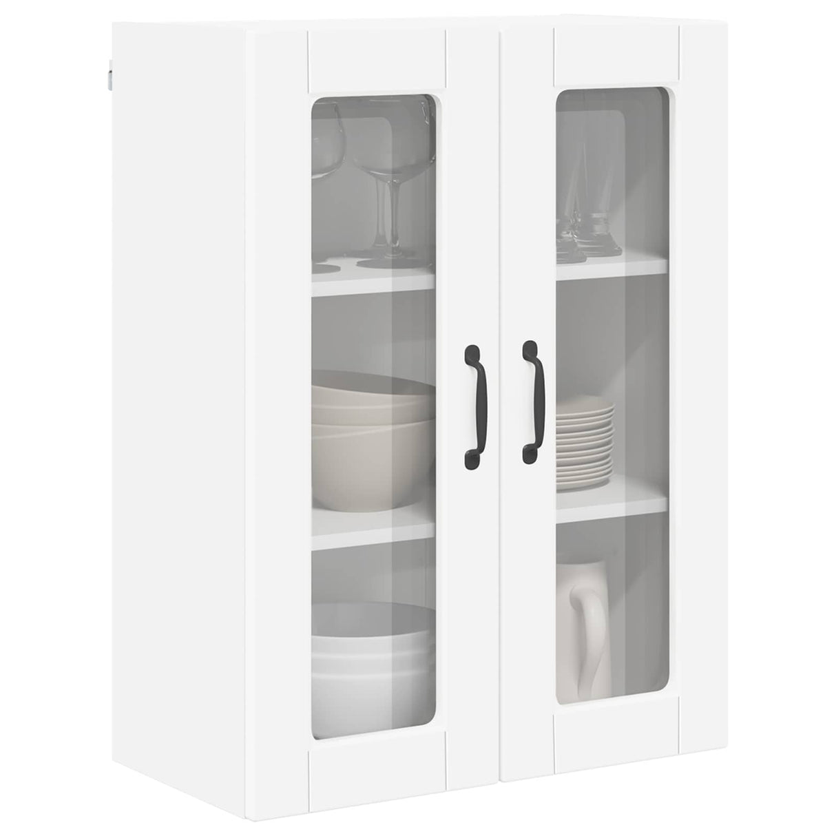 Wall Glass Cabinet PORTO White 60 x 31 x 80 cm Engineered Wood