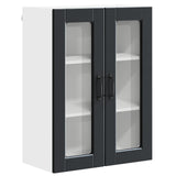 Wall Glass Cabinet PORTO Black 60 x 31 x 80 cm Engineered Wood - Front View