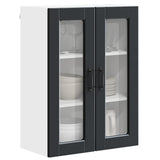 Wall Glass Cabinet PORTO Black 60 x 31 x 80 cm Engineered Wood