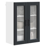Wall Glass Cabinet PORTO Black 60 x 31 x 80 cm Engineered Wood