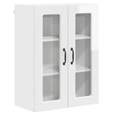 Wall Glass Cabinet PORTO High Gloss White 60 x 31 x 80 cm - Front View