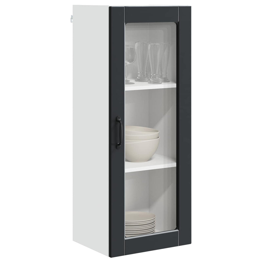 Wall Glass Cabinet PORTO Black 40 x 31 x 100 cm Engineered Wood