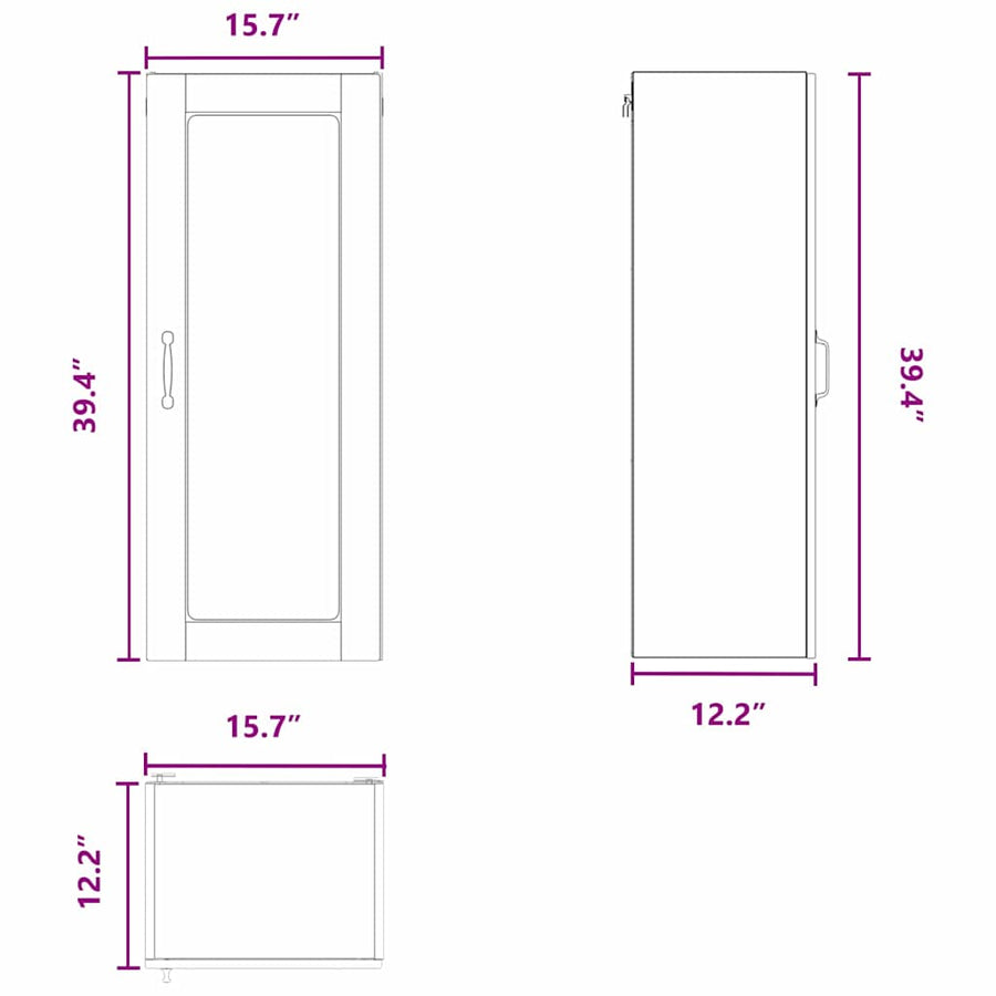 Wall Glass Cabinet PORTO Black 40 x 31 x 100 cm Engineered Wood