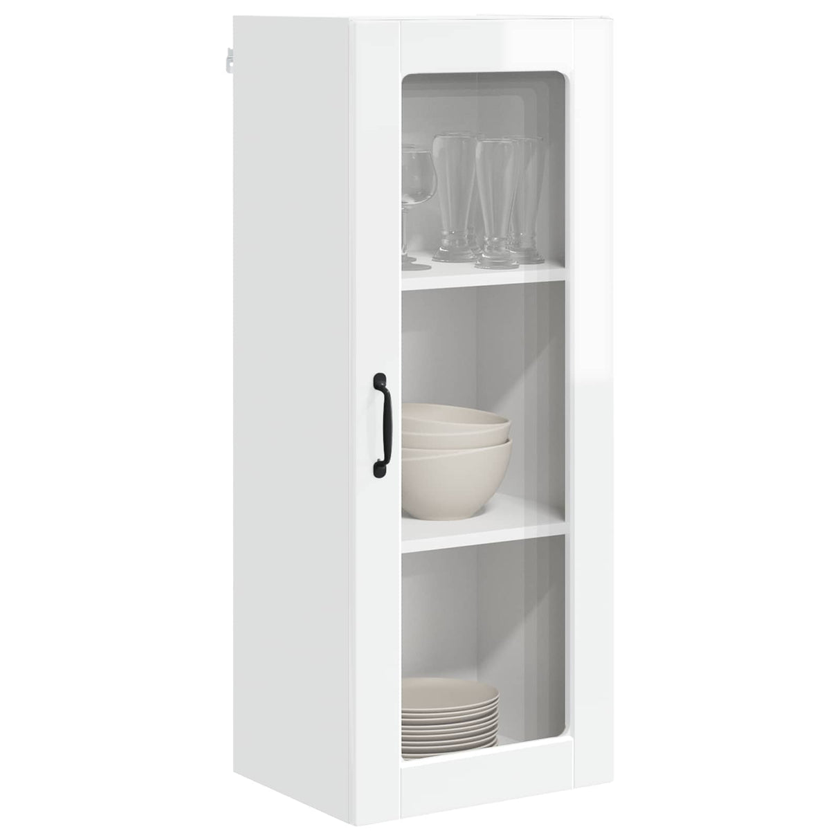 Wall Glass Cabinet PORTO High Gloss White 40 x 31 x 100 cm