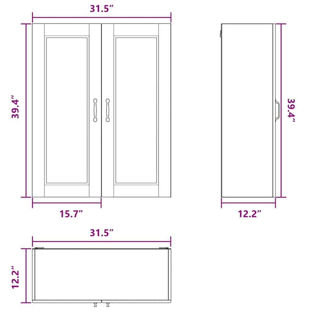 Wall Cabinet PORTO White 80 x 31 x 100 cm Engineered Wood