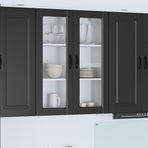Wall Glass Cabinet PORTO Black 80 x 31 x 100 cm Engineered Wood