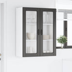 Wall Glass Cabinet PORTO Black 80 x 31 x 100 cm Engineered Wood