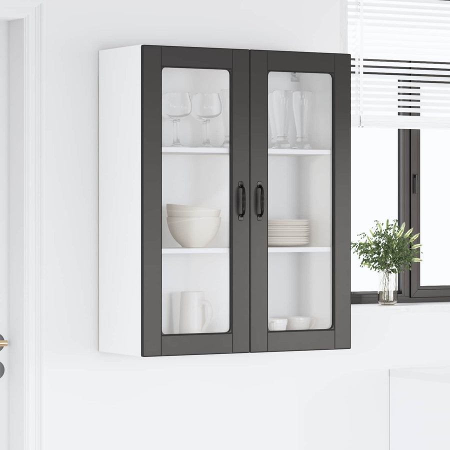 Wall Glass Cabinet PORTO Black 80 x 31 x 100 cm Engineered Wood