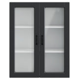 Wall Glass Cabinet PORTO Black 80 x 31 x 100 cm Engineered Wood - Rear View