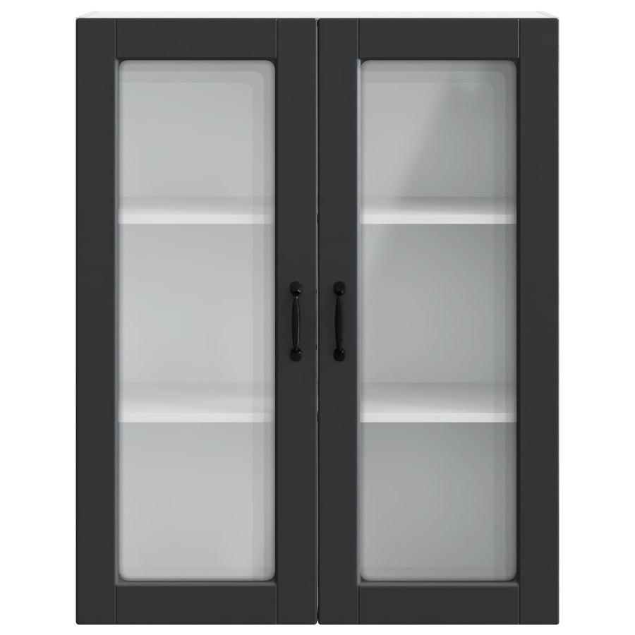 Wall Glass Cabinet PORTO Black 80 x 31 x 100 cm Engineered Wood