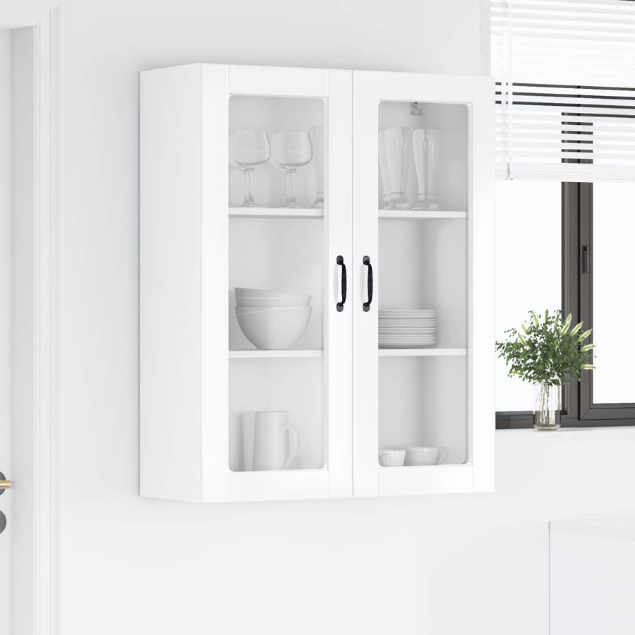 Wall Glass Cabinet PORTO High Gloss White 80 x 31 x 100 cm