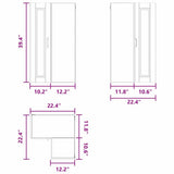 Wall Corner Cabinet PORTO White 57 x 57 x 100 cm - Low Angle