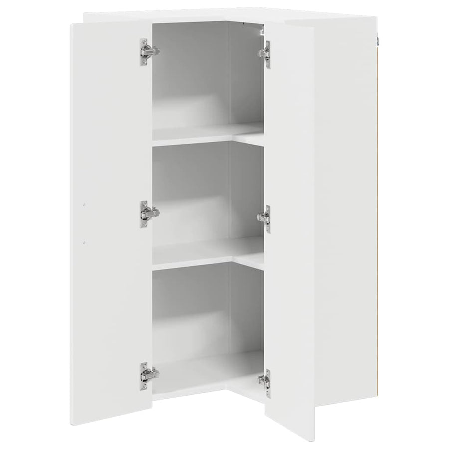 Wall Corner Cabinet PORTO High Gloss White 57 x 57 x 100 cm
