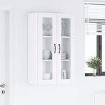 Wall Glass Cabinet PORTO White 60 x 31 x 100 cm Engineered Wood