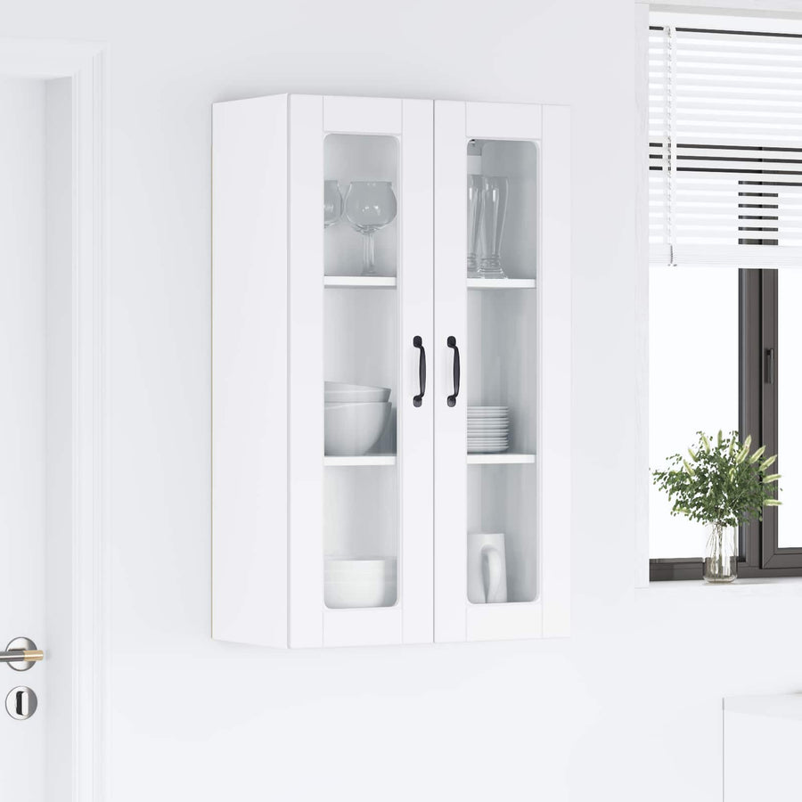 Wall Glass Cabinet PORTO White 60 x 31 x 100 cm Engineered Wood
