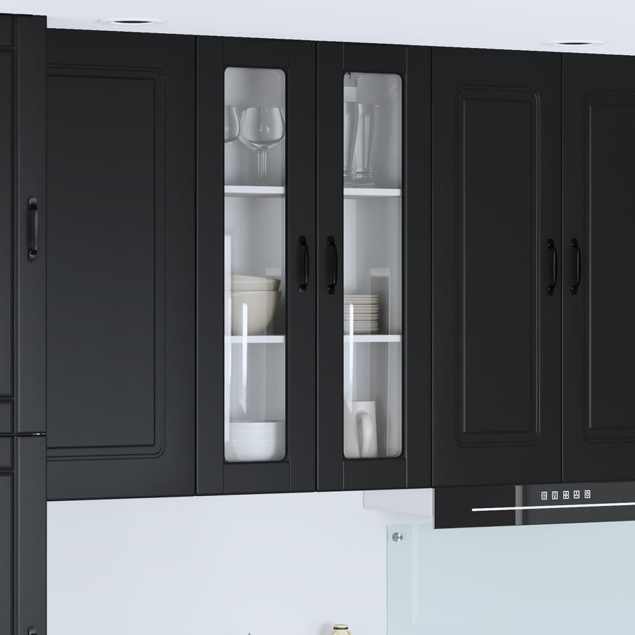 Wall Glass Cabinet PORTO Black 60 x 31 x 100 cm Engineered Wood