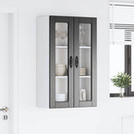 Wall Glass Cabinet PORTO Black 60 x 31 x 100 cm Engineered Wood