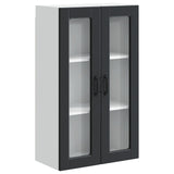 Wall Glass Cabinet PORTO Black 60 x 31 x 100 cm Engineered Wood - Front View