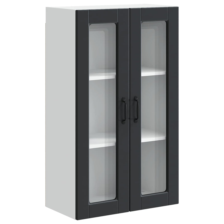 Wall Glass Cabinet PORTO Black 60 x 31 x 100 cm Engineered Wood