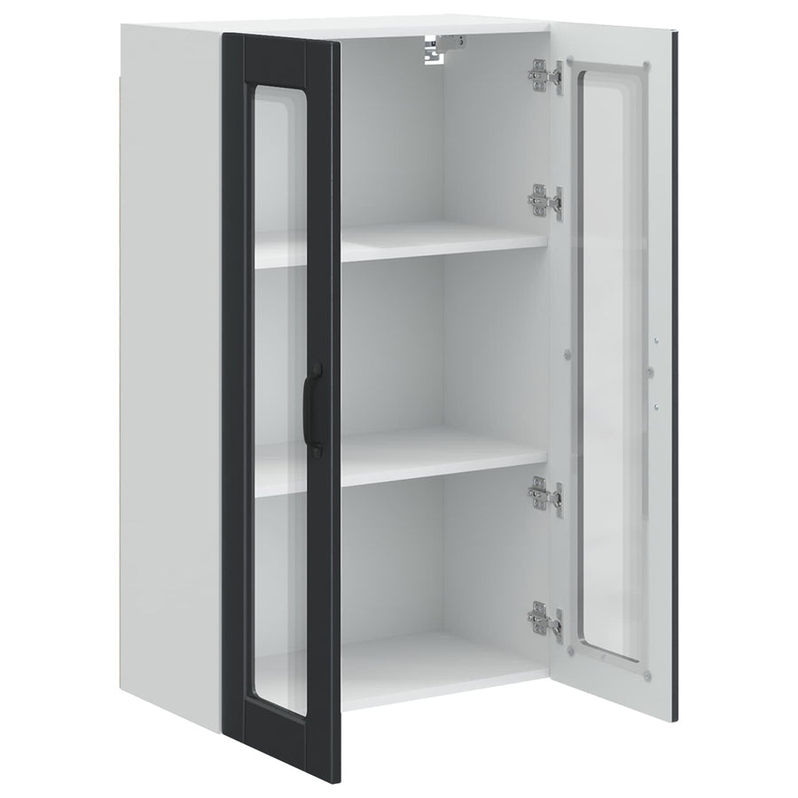 Wall Glass Cabinet PORTO Black 60 x 31 x 100 cm Engineered Wood