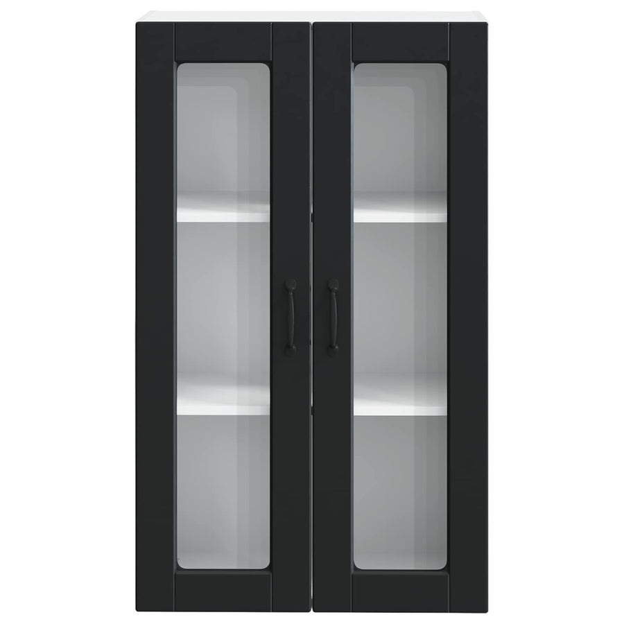 Wall Glass Cabinet PORTO Black 60 x 31 x 100 cm Engineered Wood
