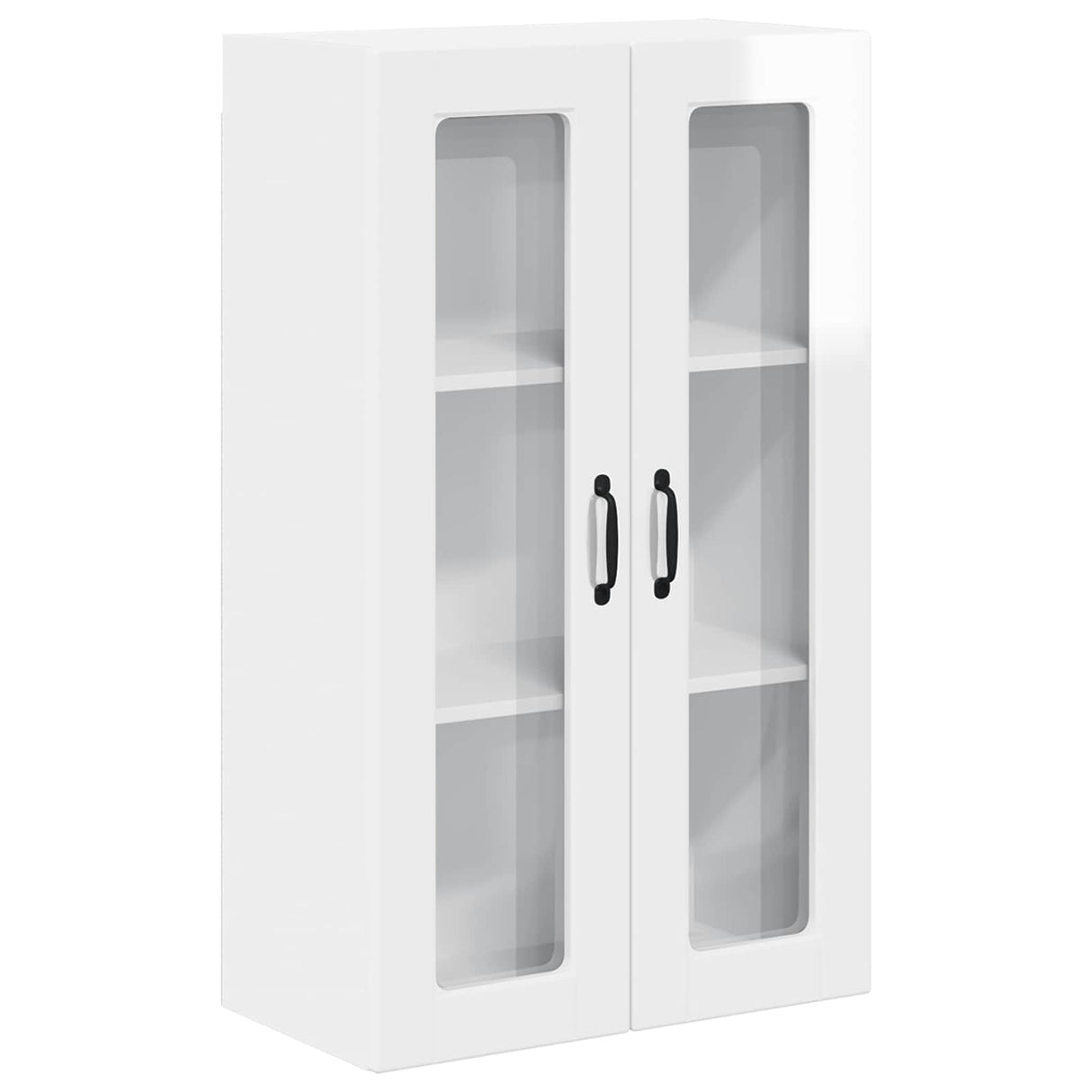Wall Glass Cabinet PORTO High Gloss White 60 x 31 x 100 cm