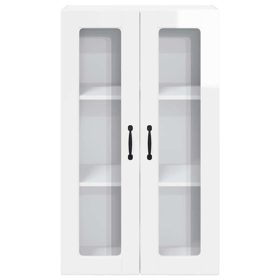Wall Glass Cabinet PORTO High Gloss White 60 x 31 x 100 cm