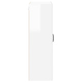 Wall Glass Cabinet PORTO High Gloss White 60 x 31 x 100 cm - Close-Up Angle