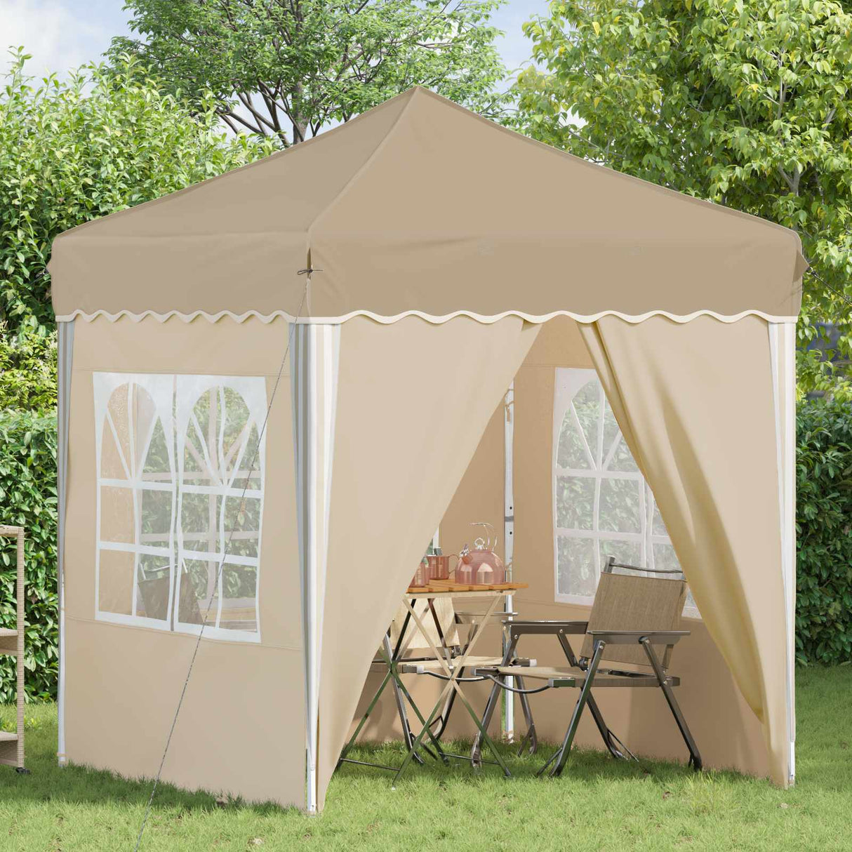 Pop-up Party Tent 195 x 195 x 245 cm Cream Oxford Fabric