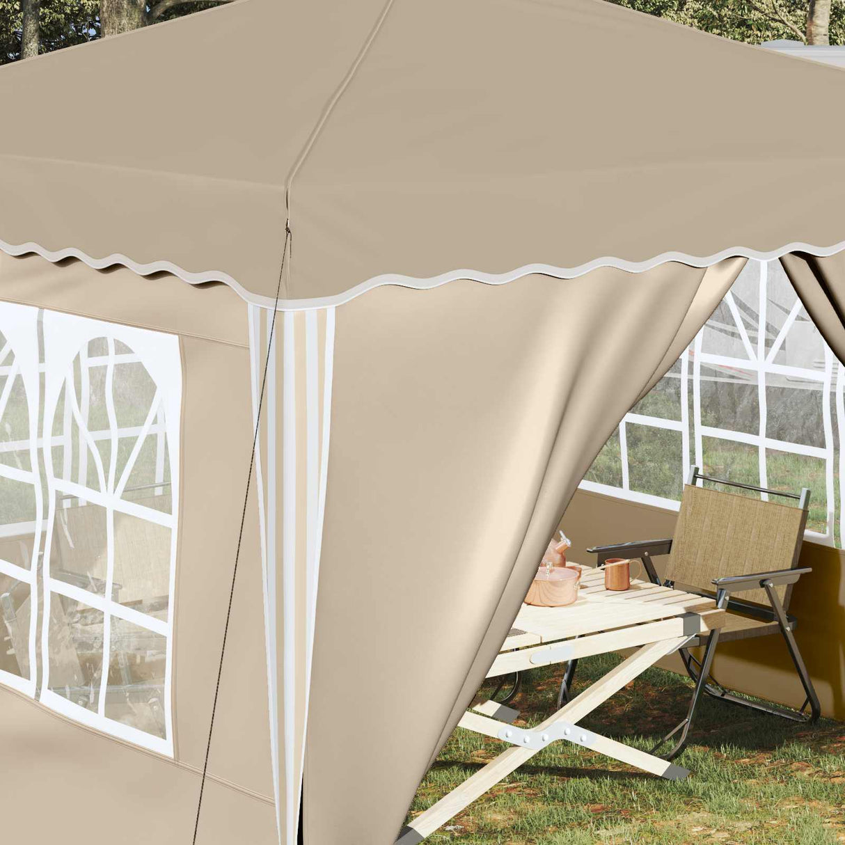 Pop-up Party Tent 288 x 288 x 245 cm Cream Oxford Fabric