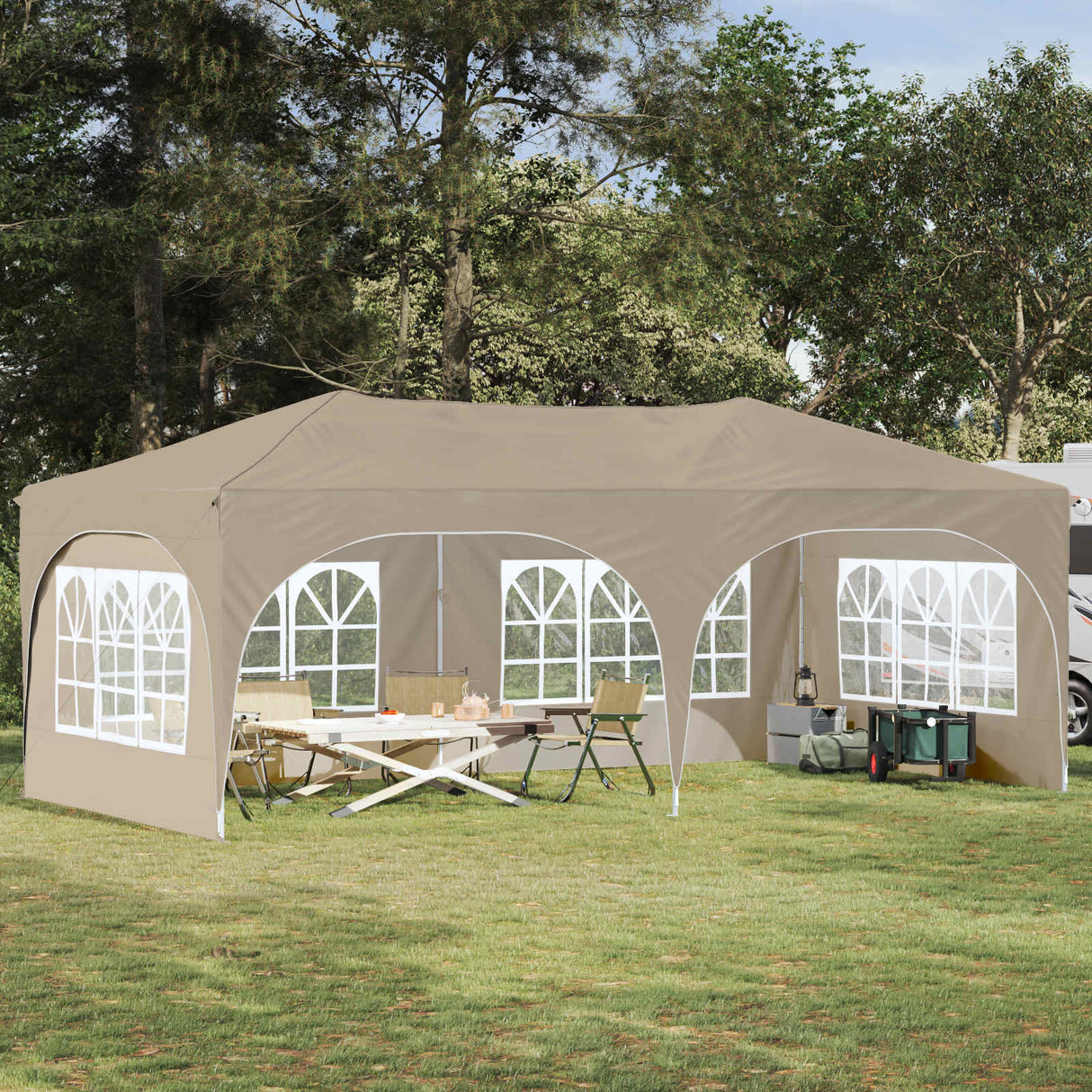 Pop-up Party Tent 575 x 288 x 245 cm Cream Oxford Fabric