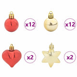 Christmas Bauble Set 40 pcs Gold and Red Plastic - 45-Degree Angle