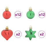 Christmas Bauble Set 40 pcs Gold and Red Plastic - 45-Degree Angle