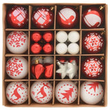 Christmas Bauble Set 40 pcs Red and White Plastic - Side View