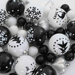 Christmas Bauble Set 40 pcs Black and White Ø 6 cm Plastic