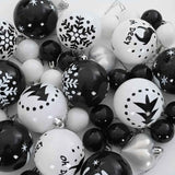 Christmas Bauble Set 40 pcs Black and White Plastic - Rear View