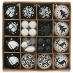 Christmas Bauble Set 40 pcs Black and White Ø 6 cm Plastic