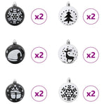Christmas Bauble Set 40 pcs Black and White Ø 6 cm Plastic